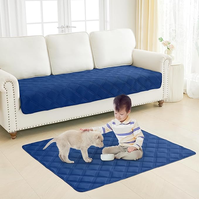 Smiry Waterproof Dog Bed Cover Blanket 52x82, Soft Reversible Pet Blanket, Washable Leakproof Cats Dogs Couch Cover for Sofa, Couch, Furniture, Navy/Navy
