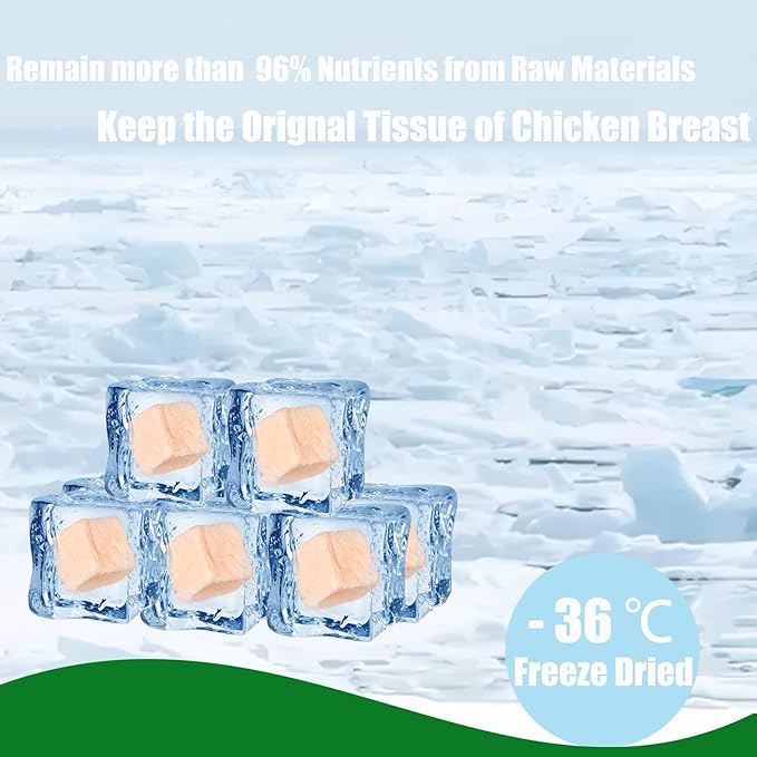 Freeze Dried Chicken Raw Cat and Dog Treats,8oz/228g Healthy Single Ingredient Chicken Breast Cube High Protein Weight Control Traing Treats for Small Dogs Cats Food