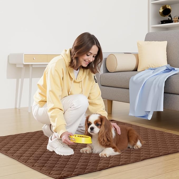 Smiry Waterproof Dog Bed Cover Blanket, Soft Reversible Pet Blanket, Washable Leakproof Cats Dogs Couch Cover for Sofa, Couch, Furniture (82x82 Inch, Brown/Chocolate)