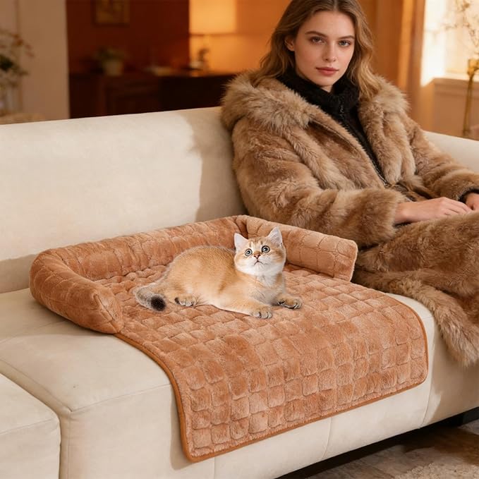 Pet Couch Cover, Non-Slip Design, Small/Large, Removable Couch Protector, Pet Bed Mats, Furniture-Friendly Accessory, for Cat Puppy Indoor Home Living Room Car Camping Travel
