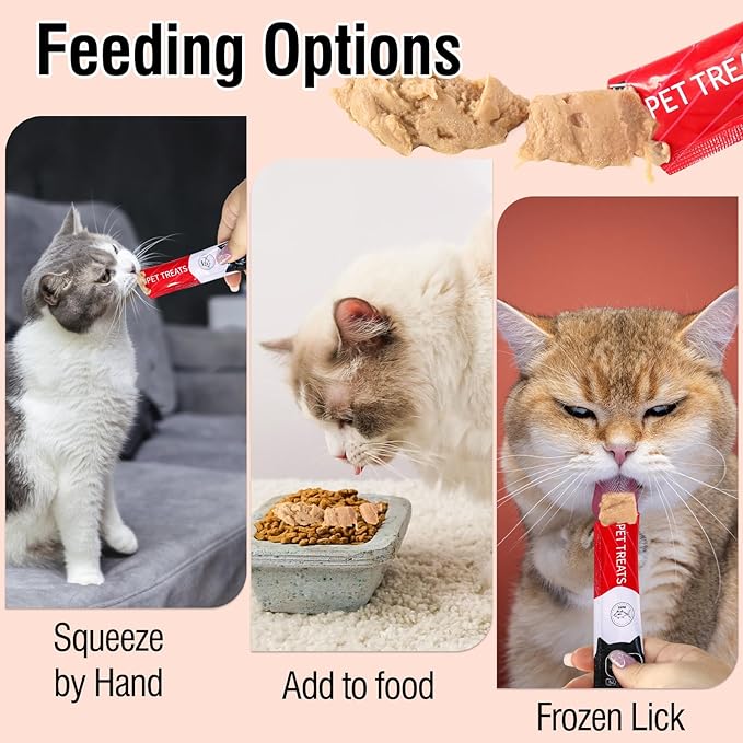 Lickable Cat Treats Squeeze-Up, 6 Tubes (0.53oz Each) – Tuna, Salmon & Chicken Flavors, Nutritionally Balanced for Healthy Growth, Soft & Irresistible Texture