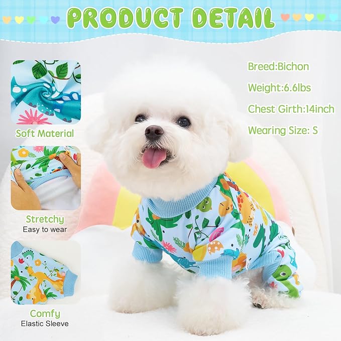 XPUDAC Dog Pajamas for Small Medium Dogs Comfy Puppy Clothes Pjs Cute Doggie Jammies Cat Pet Outfits, 215-M
