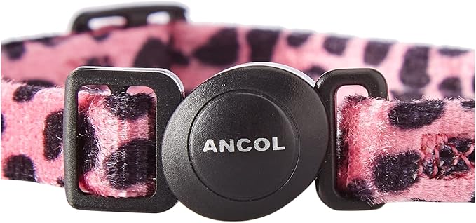 Ancol Safety Cat Collar in Pink Leopard Print - Comfortable Pet Accessory with Break Away Buckle - Kitten Training Walking Neckband