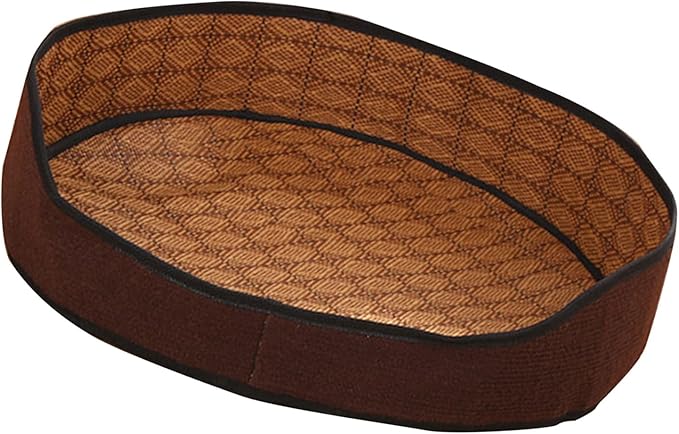AYNEFY Cat Supplies Cat Bed Furniture Vine Woven Cat Dog Summer Mat with Removable Cooler for Indoor and Outdoor Use Pet Cooling Bed Washable Comfortable Cat Supplies (Coffee Color)