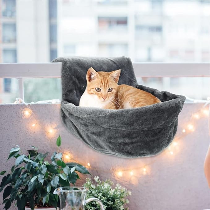 Hanging Bed for Cats, Radiator Beds for Cats, Comfortable Heaters, Plush Fabrics, Pet Hammock for Heaters, Cat Hammock, Radiator, Cat Cuddly Bag (Gray)
