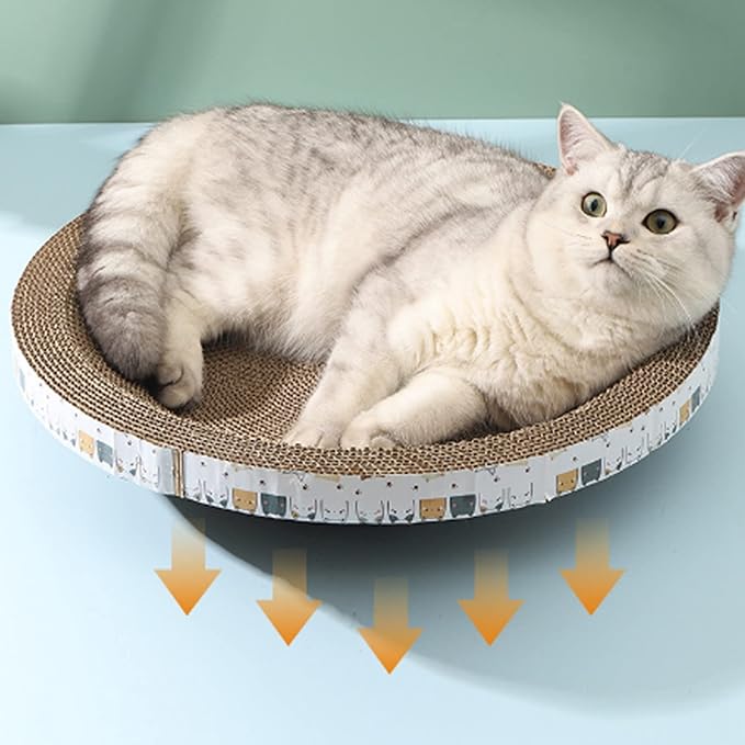 Round Corrugated Cat Scratcher Bed for Furniture Protection, Anti-Scratch Cat Scratching Pad