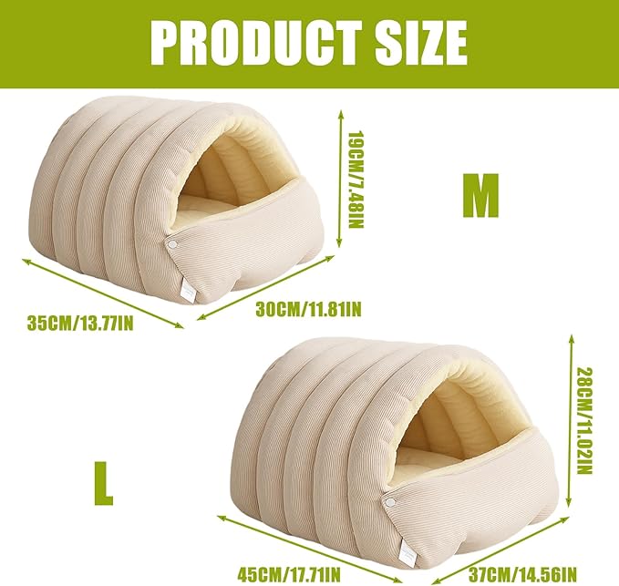 Washable Enclosed Cats House with Removable Cover Soft Plush Bed for Stress Relief Antislip Base Indoor Pet Furniture Detachable Pet Bed Cover