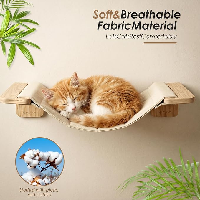 VELVETPAW 5PCS Cat Wall Shelves Cat Wall Furniture with Bed and 4 Steps, Climbing Shelf Wall Mount for Indoor Outdoor Cats, Wall-Mounted Furniture for Kittens
