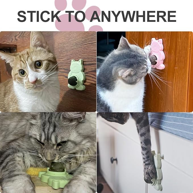 Natural Catnip Toys for Indoor Cats Cat Nip Balls Stick on Wall, 3Pcs, 1 Catnip, 1 Silvervine, and 1 Gall Fruit Ball