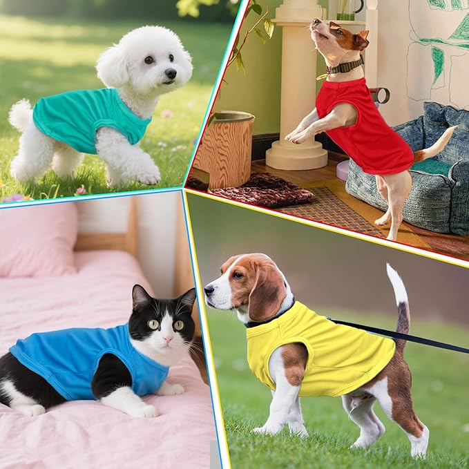 7 Pcs Small Dog Shirts,Solid Puppy Tanks Top,Lightweight and Breathable Pet Shirt for Summer,Doggy Sleeveless Vest T-Shirt for Small Dogs Cats,Medium