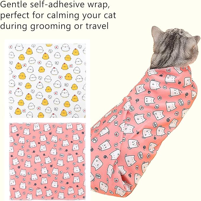 21.7'' Cat Grooming Wrap for Cutting Nails - Escape Proof Cats Restraint Wrap for Nail Clipping,Kitten Swaddle Wrap,Anti-Scratch & Anti-Bite,Easy Clipping & Care Pet Tool(M (up to 6 lbs)