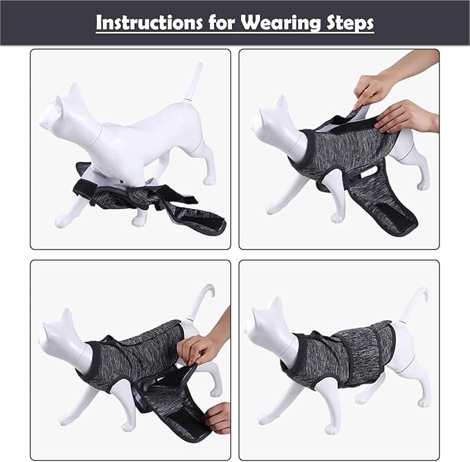 Pet Anxiety Jacket, Calming Vest with Adjustable Hook and Loop for Cats and Dogs, Soft Polyester Cotton Blend Fabric for Stress Relief During Thunder Fireworks and Travel