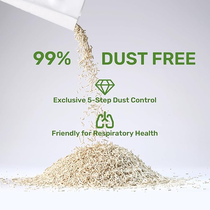 FUKUMARU Tofu Cat Litter - Natural Lightweight Bean Dregs & Corn Starch Cat Litter Pellets, Dust Free Quick Clumping, Effective Odor Control, Flushable, Low Tracking, 32lb (8lb x 4 Bags)