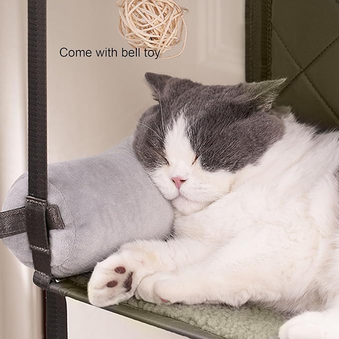 Cat Wall Shelves, Clearance on Cat Trees, Door Mounted Cat Climber Foldable Multifunctional Bed Furniture with Detachable Pillow and Bell Toy for Indoor Cats