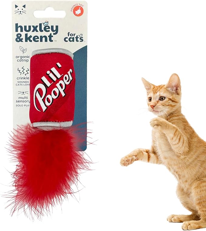 Huxley & Kent Plush Cat Toy - Interactive Catnip Toy for Cats & Kittens - Soft with Crinkle & Catnip - Fun Indoor Play - Lil' Pooper