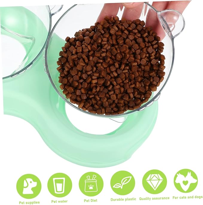 Toddmomy Elegant Cat Feeding Elevated Bowls Auto Water Feeder Sturdy Slots Tilt for Easy Eating Plastic