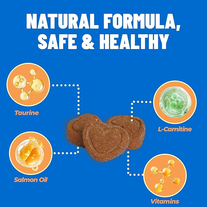 Just Try 16 OZ Taurine Treats with Coenzyme Q10 for Cats + 6.35 oz Cat Taurine Bites Coq10 Support Feline Heart Health