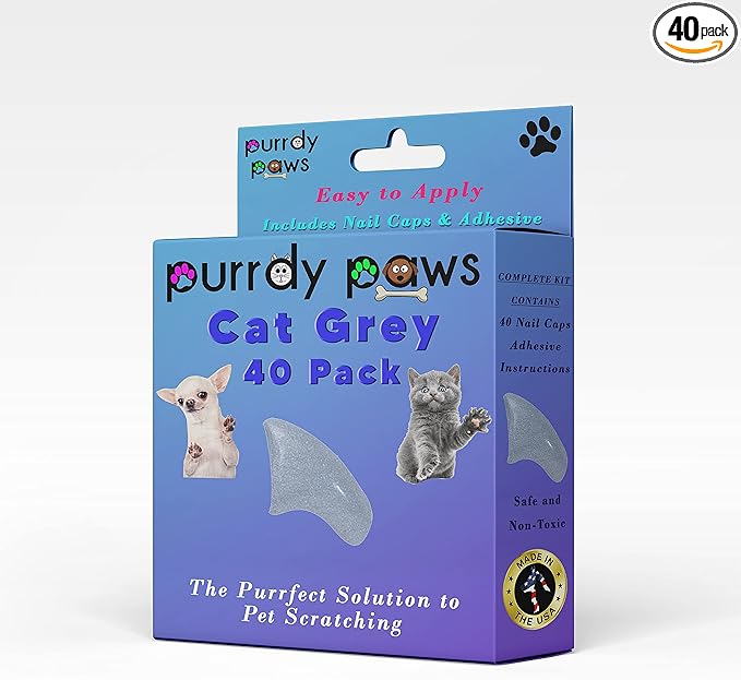 40 Pack Soft Nail Caps for Cat Claws Steel Grey Large