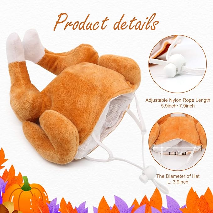 Rypet Thanksgiving Cat Costume 2 Pack - Pet Turkey Hat Thanksgiving Apparel for Cats and Small Dogs