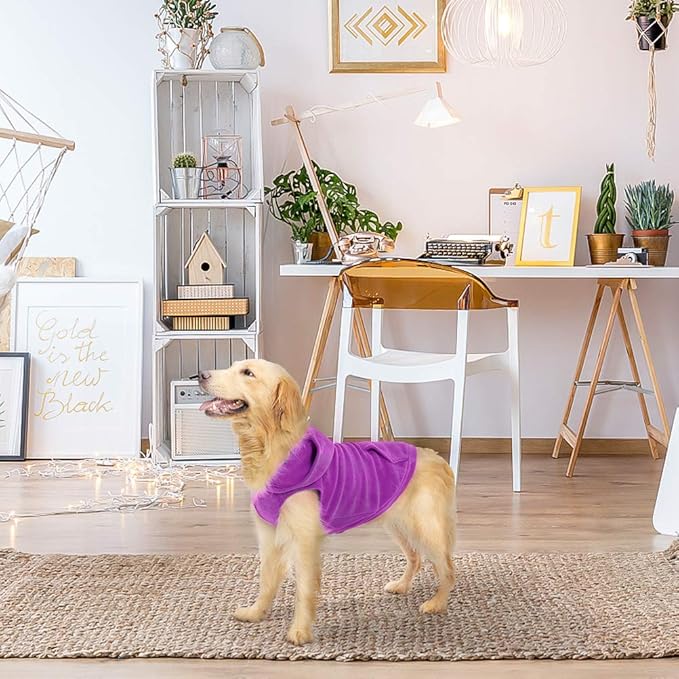 EXPAWLORER Dog Hoodie Fleece Sweater Vest, Hooded Dog Sweatshirt Fall Winter Pet Clothes with Leash Ring, Sleeveless Warm Cozy Puppy Clothing for Cat Small Medium Large Dogs Girl Boy, Purple M