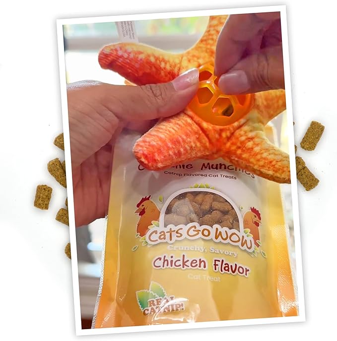 Meowijuana Chicken Treat Trio | 3-Pack Crunchie Munchie Chicken Catnip Treats | Low Calorie Cat Snack | Made with Organic Catnip | Produced in the USA