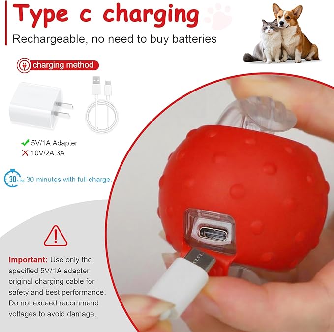 Interactive Cat Toys Smart Ball for Cats & Dogs! Now with 2 Rapid Tails. Features: 360°Auto-Rolling, Motion Activation& Bird Sounds. Perfect for Indoor Pet Exercise & Fun. (Red)