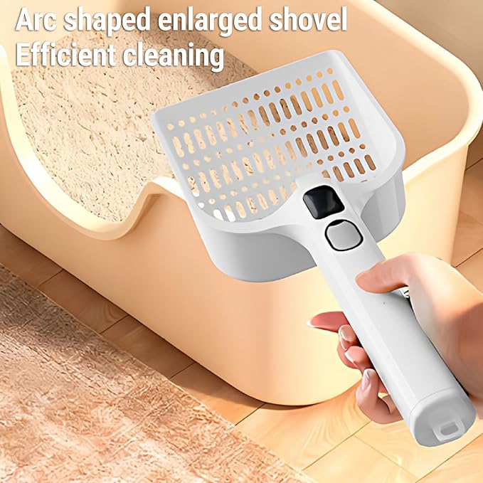 Cat Litter Scoop, Rechargeable Portable Litter Shovel Plastic Large Cat Poop Sifter with Spray Mist for Pet Cleaning