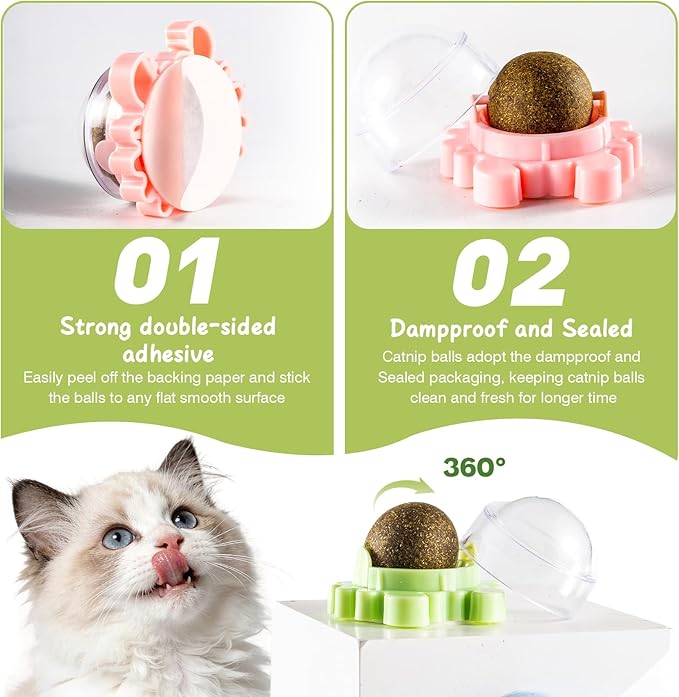4 Pack Catnip Ball Toy 360° Cat Nips for Cats Wall Organic Nips Catnip Ball Toy 360° Cat Nips for Cats Organic
