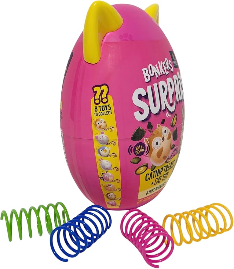Bonkers Surprise Catnip Flavor Cat Treats with Cat Toy with Cat Spring Toys Bundle Pack!