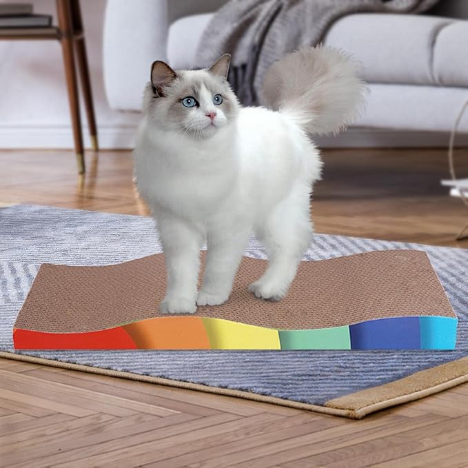 Cat Scratching Board Bed Scratching Pad Corrugated Cardboard Scratcher Nest Scratching for Furniture Protection Playing Training, Wavy Surface