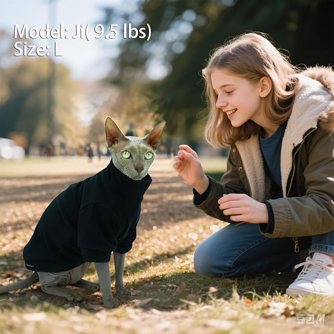 Sphynx Cat Clothes Hairless Cat Sweater Shirt Soft Warm Long Sleeves Pullover Pet Clothes Pajamas Dog Cloth for Small Dogs Kitten Clothes Pet Sweaters (Black, 2XL)