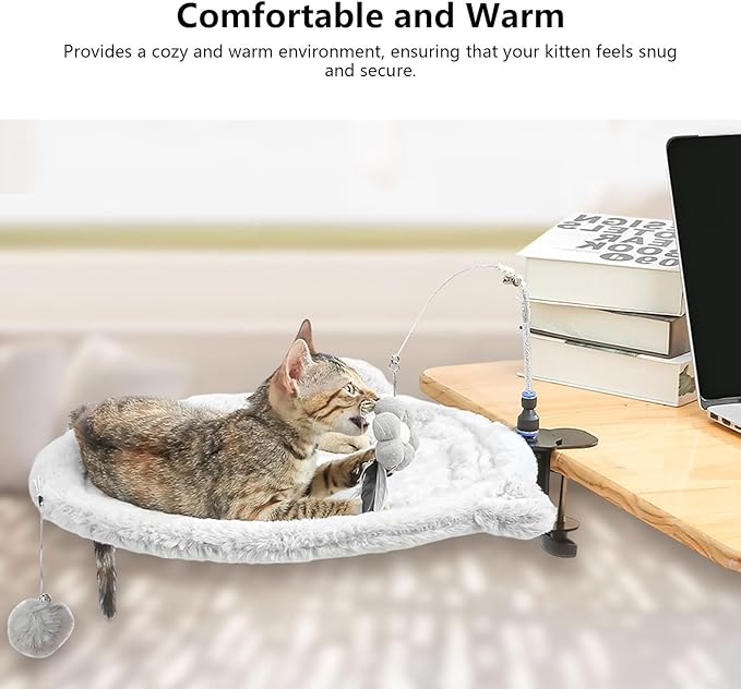 Zerodis Cat Desk Bed Plush Material Space Saving Design Multifunctional Cat Hammock for Desktop Use Ideal for Kittens Near You Beds Furniture