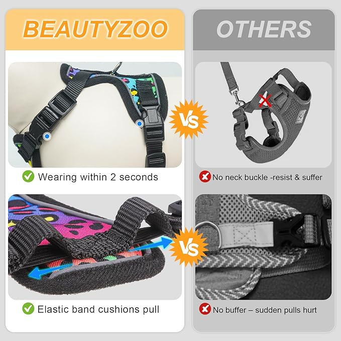 BEAUTYZOO Cat Harness and Leash for Walking, Escape Proof Soft Adjustable Vest Harnesses for Medium Large Cats, Easy Control Breathable Reflective Strips Jacket, Leopard, M