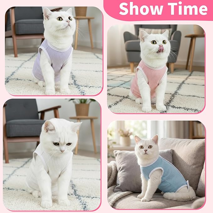 Coppthinktu Cat Recovery Suit Cat Onesie, Breathable Anti-Licking Cat Surgery Recovery Suit Female, Kitten Spay Recovery Suit for Cats After Surgery, Cats Surgical Body Suits for Abdominal Wounds
