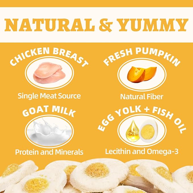 Wellix Freeze-Dried Treats for Dogs and Cats - Chicken Flavor Healthy Cat Treats 2.65oz, Mini Sunny Bites for Cat & Small Dog - Training Cat Treats for Indoor Cats - Supports Immunity&Gut Healthy