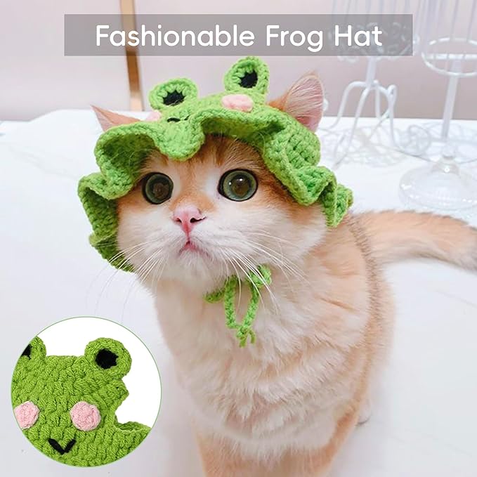 Cat Hat for Cats, Pet Cute Halloween Christmas Party Costume Accessories Headwear Comfortable for Puppy Cat Kitten Pet Puppies 11-14" (Green)