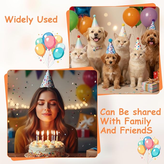 6 PCS Cat Birthday Hat Mini Party Hats for Stuffed Animals Mini Birthday Hats for Kittens Cats Dogs Rabbits Small Animals