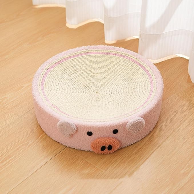 Cat Scratching Pad Training Toy Furniture Protector 2 in1 Indoor Lounge Pet Corrugated Paper Cute Cat Scratcher Pad Bed for Cats, Piggy