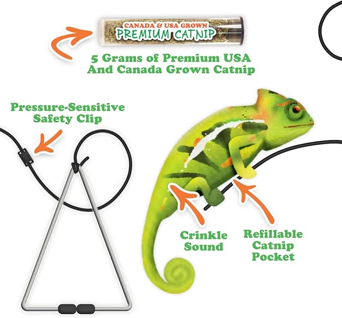 Meowijuana Chameleon Jump 'n' Jamb Door Hanging Cat Toy and Honeysuckle Haze Catnip Blend | Refillable Interactive Catnip Toy | Catnip Grown in North America