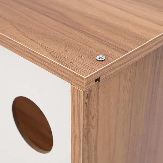 Solid Wood Cat House Nightstand, TV-Shaped Pet Bed with Peek-a-Hole, Modern Cat Furniture for Indoor Cats, Multi-Functional Bedside Table Load 165lb, 19.7" L x 11.4" W x 15.7" H