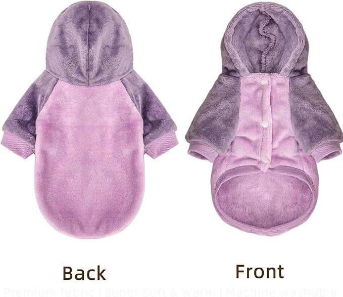FabriCastle Dog Hoodie Sweater for Small Dogs Boy and Girl, Dog Clothes S XS XXS Puppy Sweatshirt, Pet Outfit, Cat Clothing Super Soft Warm Snap On Closure (Lavender-Purple, Small)