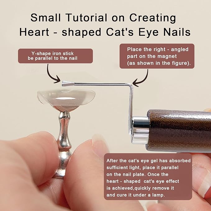 WOKOTO 2 PCS Cat Eye Magnet for Nails, Heart & Rabbit Shape Magnetic Effect Stencil, 3 In 1 Cylindrical And Double-Head Nail Magnets For Nail Art Magnetic Sticks, DIY Manicure Heart Rabbit Magnet Nail