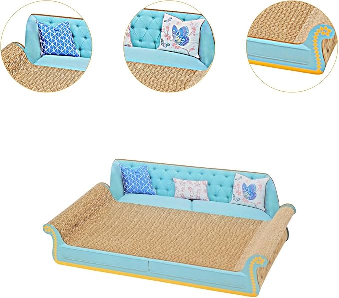 Cat Scratcher Bed Corrugated Cardboard Lounge Sofa Scratching Pad Prevents Furniture Damage Protector Resting Playing Sleeping Suitable for All Ages