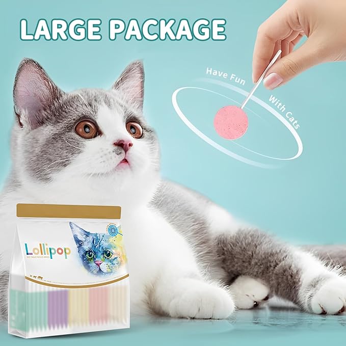 Lollipop Cat Treats, Freeze-Dried Lickable Snacks for Indoor Cats, Natural Soft Puree Wet Snacks Pops, Premium Cat Treats Lollipop Ideal for All Breeds and Ages Cats (Mixed (25 pcs))