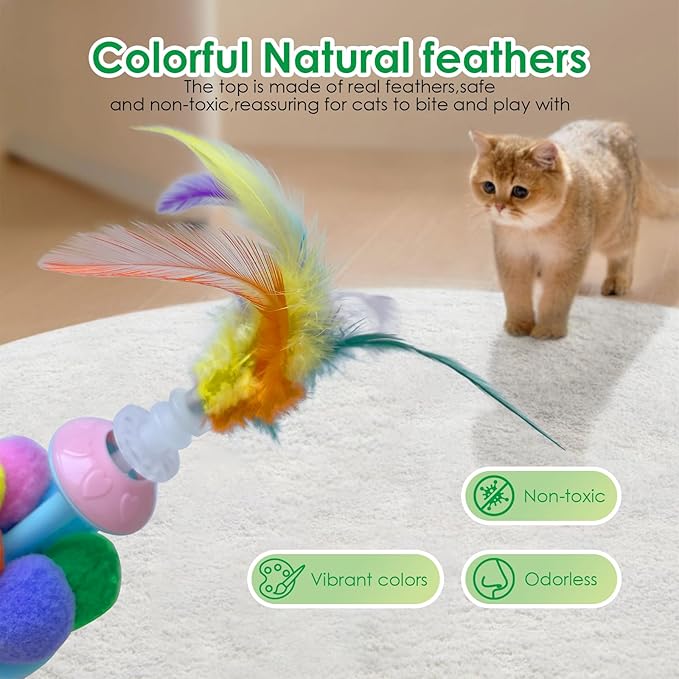 Wobble Cat Toy - Self Righting Feather Toy for Cats & Kittens, Rocks & Sways, Fun & Engaging Play- Interactive Kitten Enrichment Feather Toy for Cats to Play Alone （Contains Catnip）