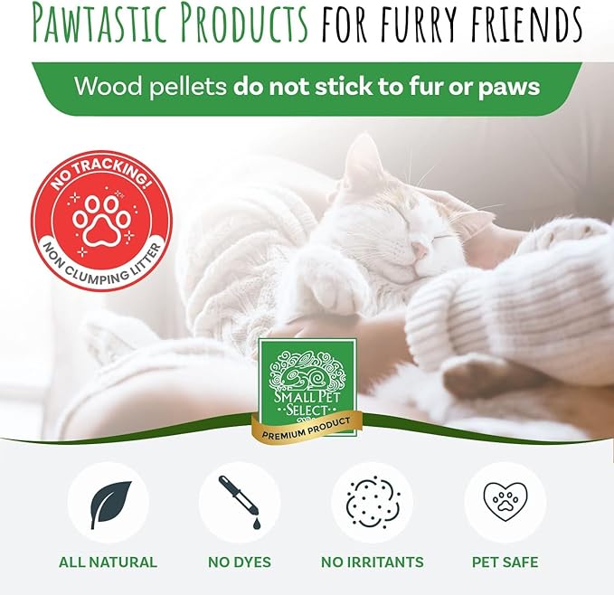 Small Pet Select Pelleted Pine Cat Litter, Kitty Litter, Non Clumping Pellets for Cats, for Use with Sifting Litter Box, Non Tracking, Low Dust, Made in USA, 20lb