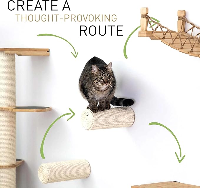 Catastrophic Creations Cat Perch, Mounting Wall Cat Shelves, Strong & Sturdy Onyx Bamboo Wood Cat Tree Floating Shelf, Lounger Cat Shelf, Cat Furniture for Indoor Cats, 18”