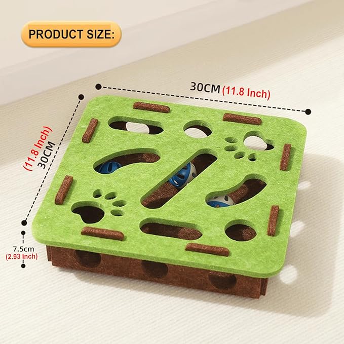 1 Pack Interactive Cat Puzzle Maze Toy – Felt Hide & Seek Self-Play Toy for Indoor Cats/Kittens, Encourages Natural Hunting Instincts, Fun Exercise to Cure Boredom & Mental Stimulation