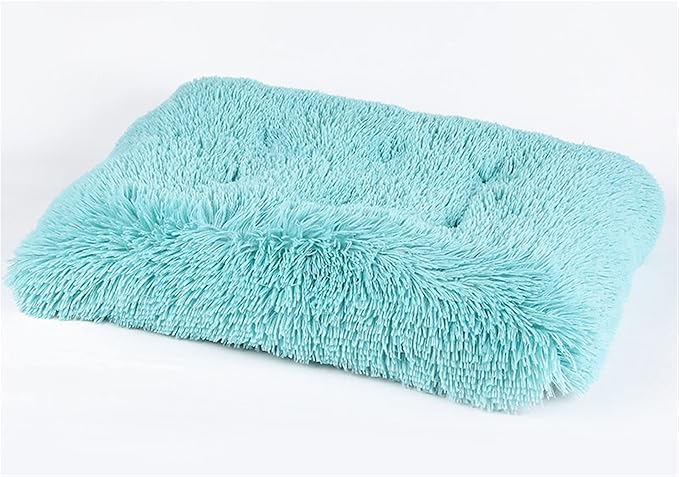 Long Plush Calming Pet Bed Cuddler Pet Bed for Dogs and Cats Fluffy Faux Fur Dog Bed with Anti Slip Bottom Machine Washable Pet Sleep Bed Crate Mat Sky Blue XL