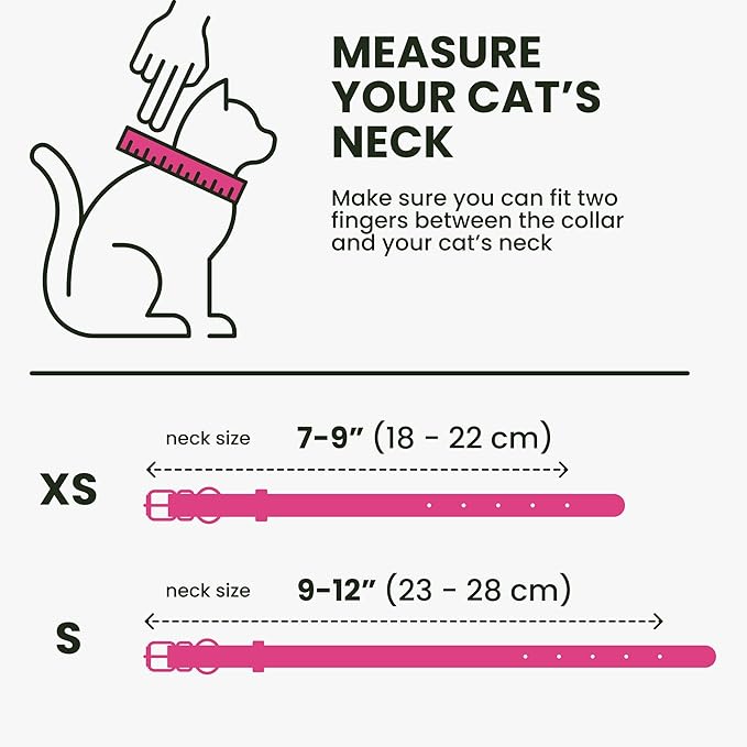 BRONZEDOG Leather Cat Collar with Removable Bells Non Breakaway Kitten QR Tag for Girl Boy (7" - 9" for Cats, Pink & Gold)